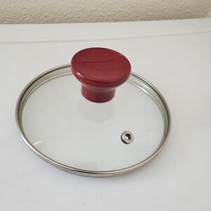 T-Fal 6.25 Inch Replacement Tempered Glass Lid with Red Knob and Steam Vent